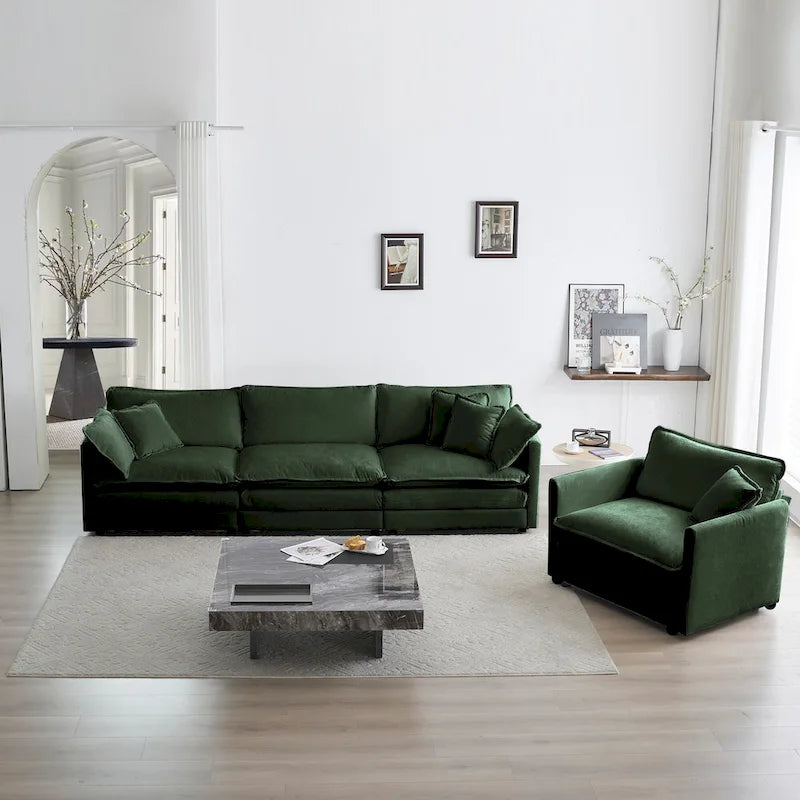 Ensemble canapé sectionnel 2 pièces en chenille pour salon