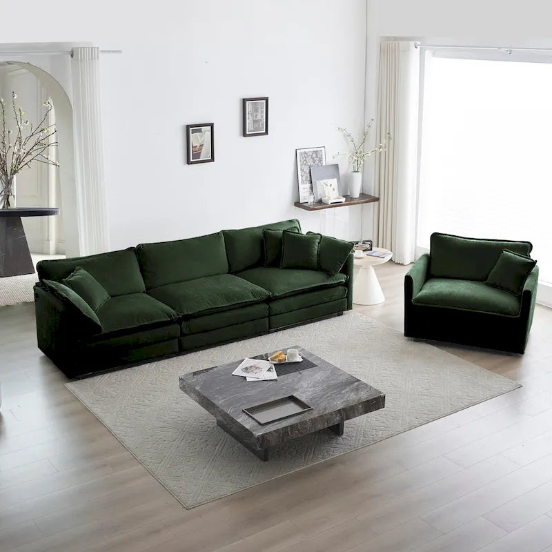 Ensemble canapé sectionnel 2 pièces en chenille pour salon
