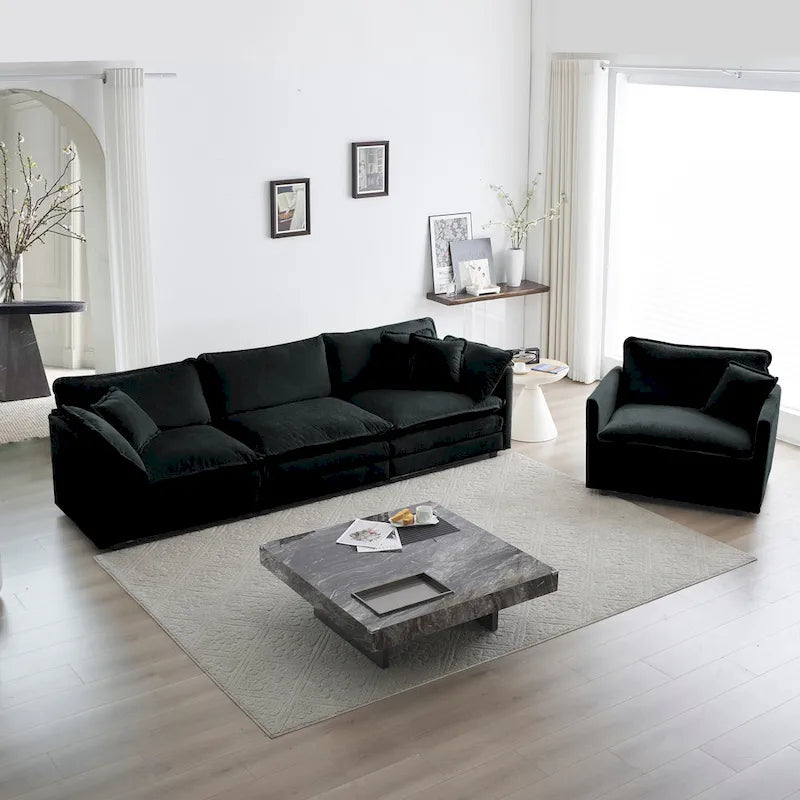 Ensemble canapé sectionnel 2 pièces en chenille pour salon