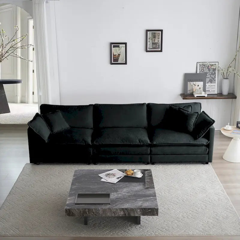 Ensemble canapé sectionnel 2 pièces en chenille pour salon
