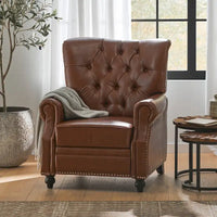 Fauteuil inclinable à bascule arrière, repose-pieds, dossier à boutons, clous décoratifs