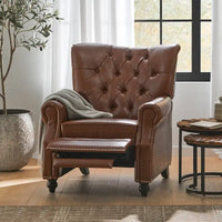 Fauteuil inclinable à bascule arrière, repose-pieds, dossier à boutons, clous décoratifs