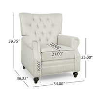 Fauteuil inclinable à bascule arrière, repose-pieds, dossier à boutons, clous décoratifs