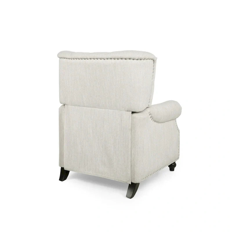 Fauteuil inclinable à bascule arrière, repose-pieds, dossier à boutons, clous décoratifs
