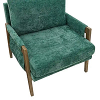 Fauteuil en velours vert 35.4 avec cadre en bois d'hévéa massif