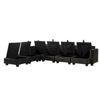 Canapé Sectionnel Modulable Convertible 6 Pièces en Velours Côtelé avec Assises de Rangement, 2 Poufs Amovibles, Libre Combinaison