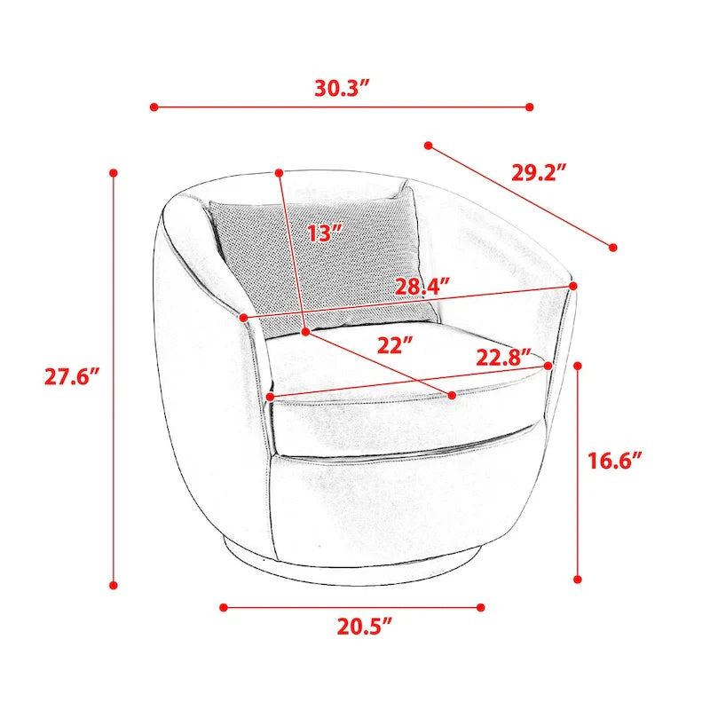 Fauteuil club pivotant rembourré beige 37,2 avec rangement et design ergonomique