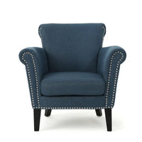 Fauteuil de club tapissé bleu marine 31 avec clous décoratifs