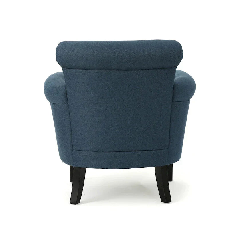 Fauteuil de club tapissé bleu marine 31 avec clous décoratifs