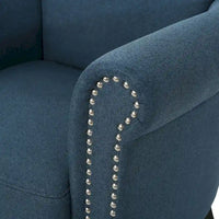 Fauteuil de club tapissé bleu marine 31 avec clous décoratifs