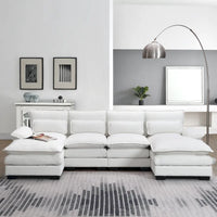 Canapé sectionnel convertible en U modulaire 6 places, rembourré et moderne
