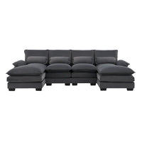 Canapé sectionnel convertible en U modulaire 6 places, rembourré et moderne