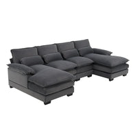 Canapé sectionnel convertible en U modulaire 6 places, rembourré et moderne