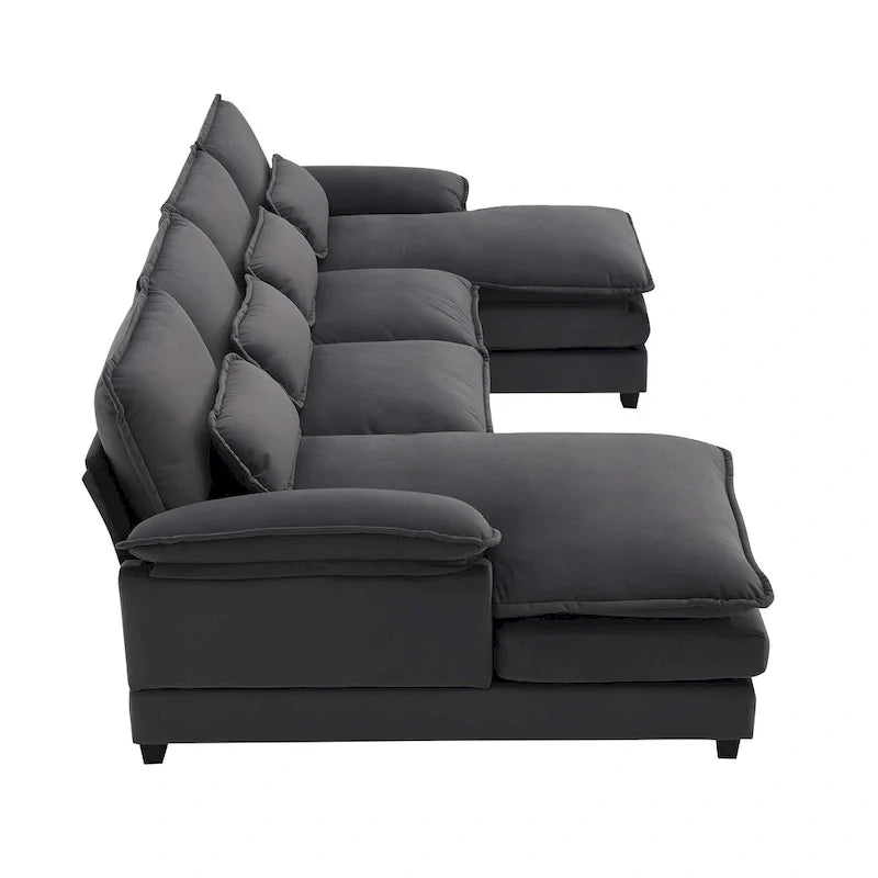 Canapé sectionnel convertible en U modulaire 6 places, rembourré et moderne