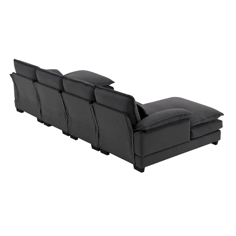Canapé sectionnel convertible en U modulaire 6 places, rembourré et moderne