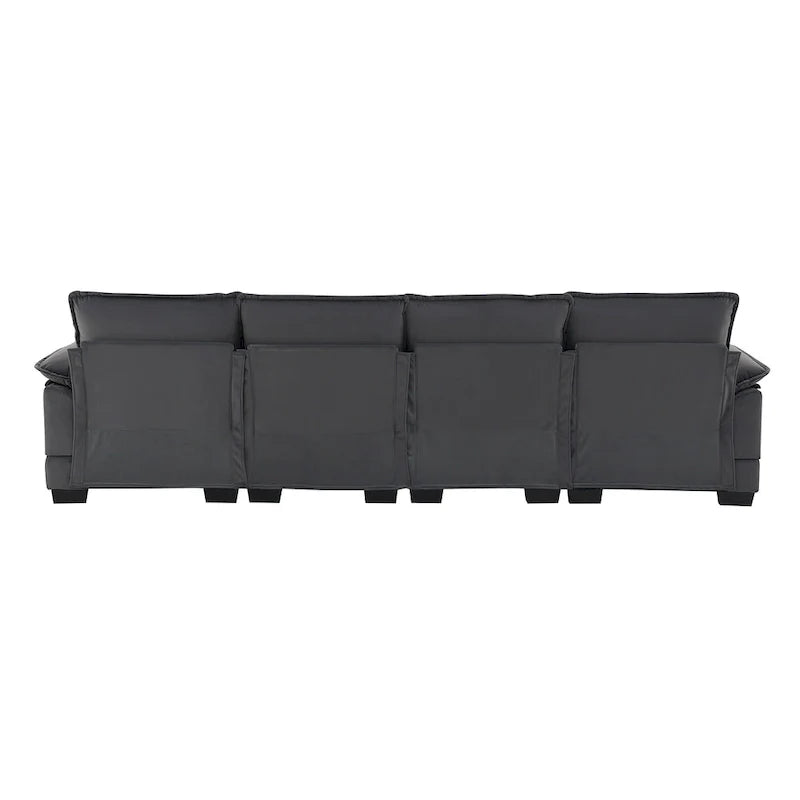 Canapé sectionnel convertible en U modulaire 6 places, rembourré et moderne