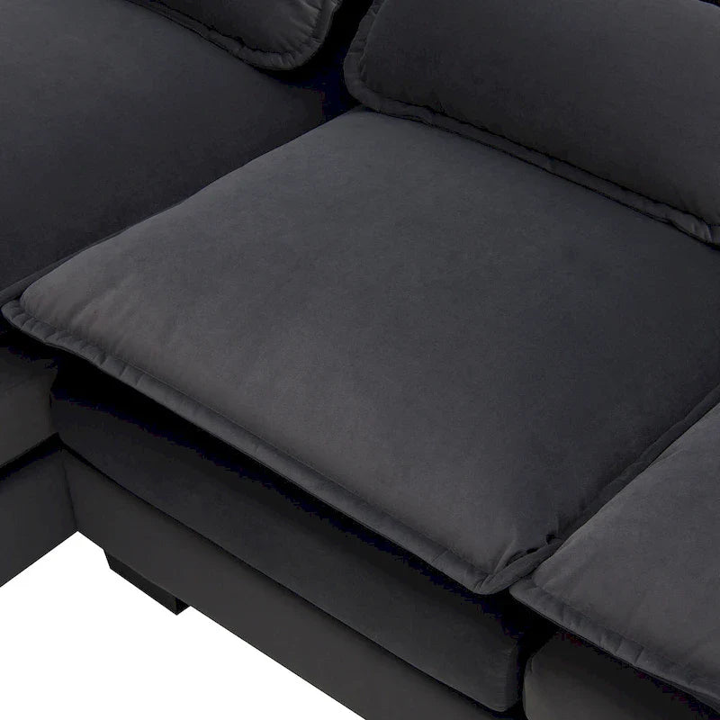 Canapé sectionnel convertible en U modulaire 6 places, rembourré et moderne