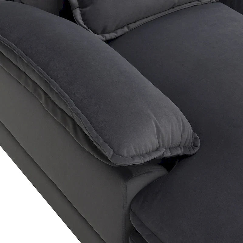 Canapé sectionnel convertible en U modulaire 6 places, rembourré et moderne