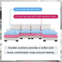 Canapé sectionnel convertible en U modulaire 6 places, rembourré et moderne