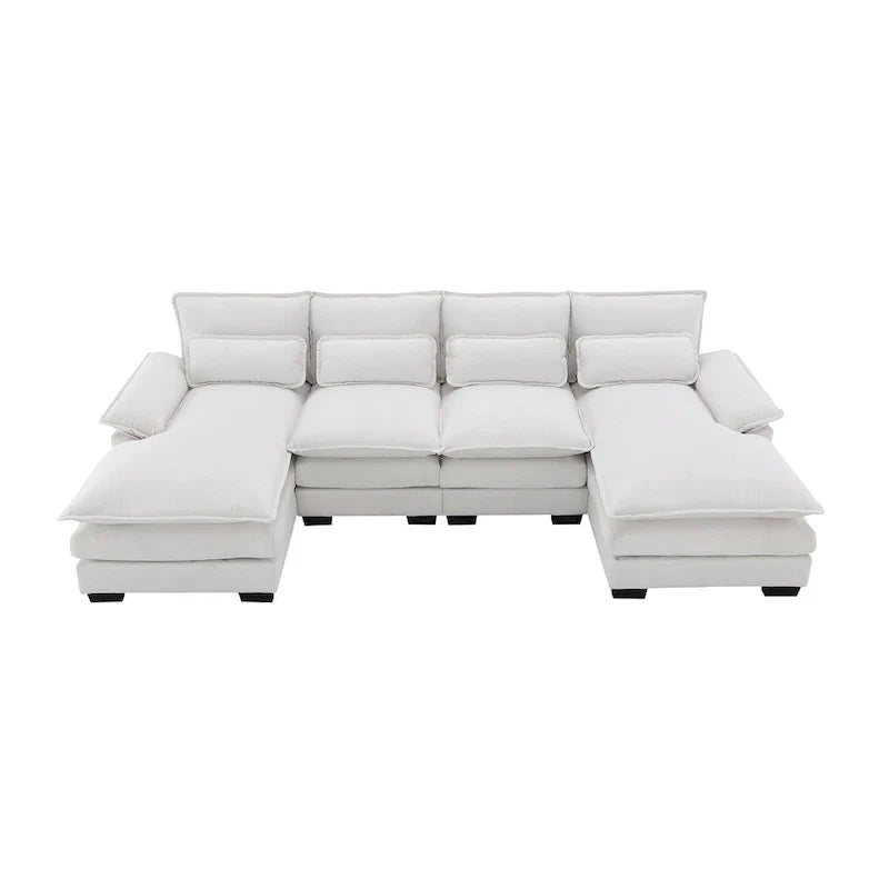 Canapé sectionnel convertible en U modulaire 6 places, rembourré et moderne