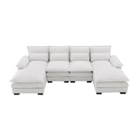 Canapé sectionnel convertible en U modulaire 6 places, rembourré et moderne