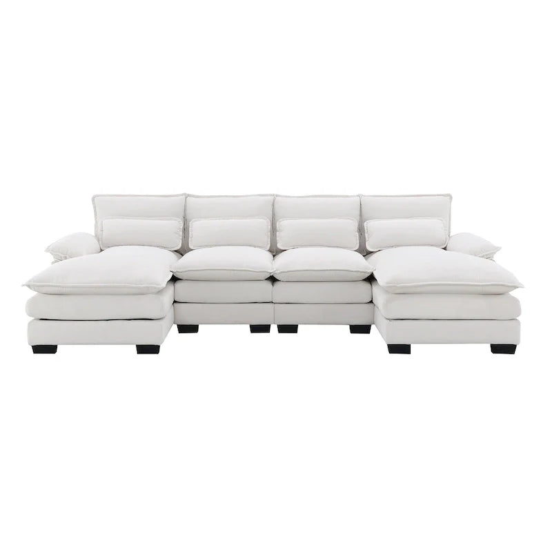 Canapé sectionnel convertible en U modulaire 6 places, rembourré et moderne