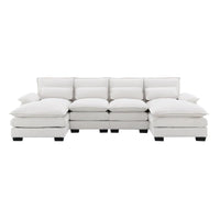 Canapé sectionnel convertible en U modulaire 6 places, rembourré et moderne