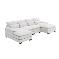 Canapé sectionnel convertible en U modulaire 6 places, rembourré et moderne
