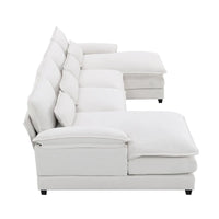 Canapé sectionnel convertible en U modulaire 6 places, rembourré et moderne