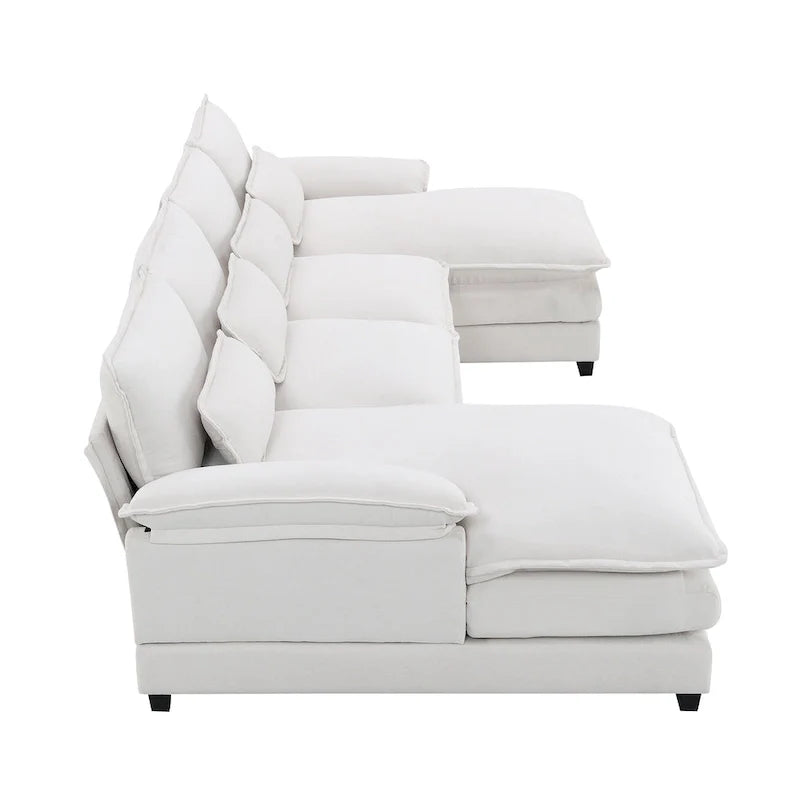 Canapé sectionnel convertible en U modulaire 6 places, rembourré et moderne