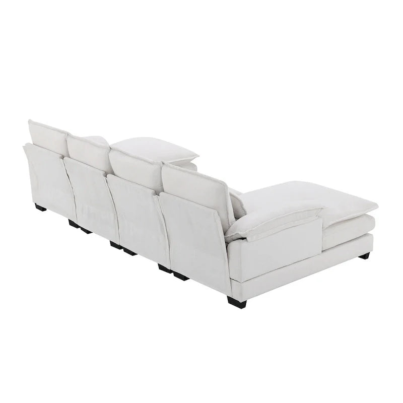 Canapé sectionnel convertible en U modulaire 6 places, rembourré et moderne