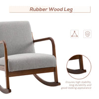 Fauteuil à bascule moderne gris à dossier haut de 64,3 cm avec base en bois massif