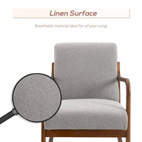 Fauteuil à bascule moderne gris à dossier haut de 64,3 cm avec base en bois massif