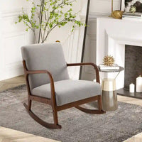 Fauteuil à bascule moderne gris à dossier haut de 64,3 cm avec base en bois massif