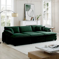 Canapé sectionnel modulable convertible 6 pièces en velours côtelé avec 3 ottomans amovibles et 5 coussins, combinaison libre