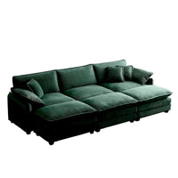 Canapé sectionnel modulable convertible 6 pièces en velours côtelé avec 3 ottomans amovibles et 5 coussins, combinaison libre