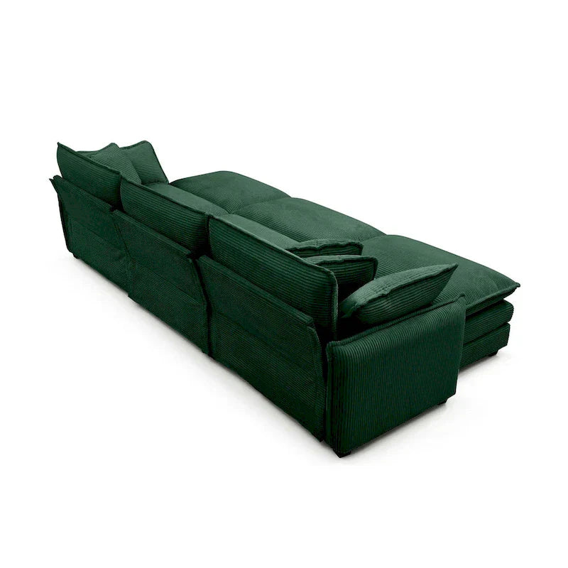 Canapé sectionnel modulable convertible 6 pièces en velours côtelé avec 3 ottomans amovibles et 5 coussins, combinaison libre