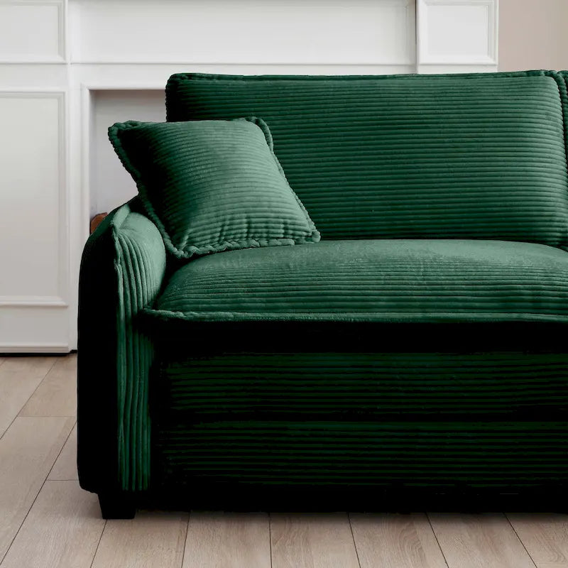 Canapé sectionnel modulable convertible 6 pièces en velours côtelé avec 3 ottomans amovibles et 5 coussins, combinaison libre