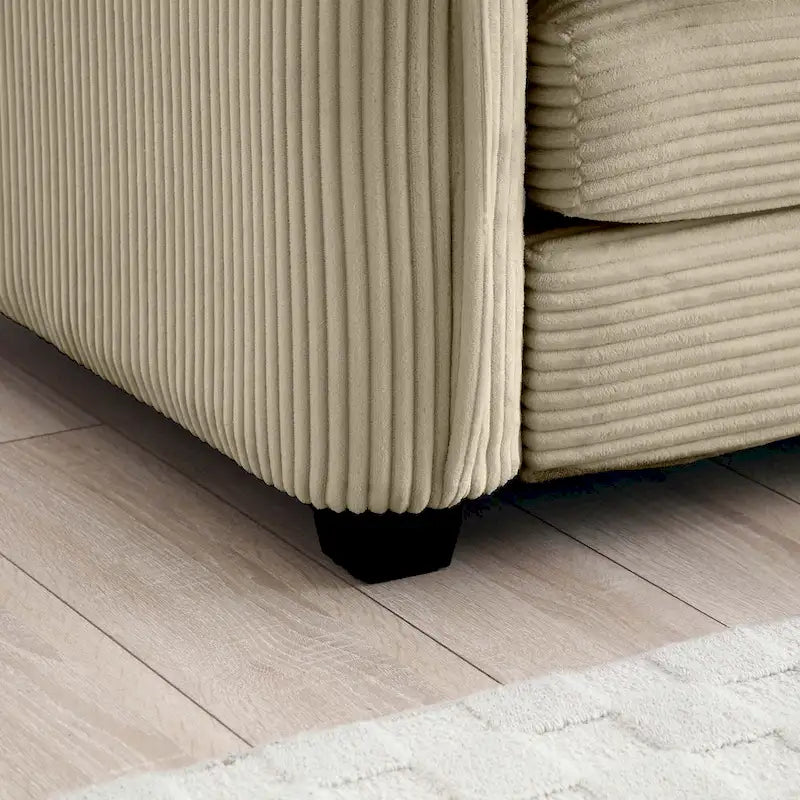Canapé sectionnel modulable convertible 6 pièces en velours côtelé avec 3 ottomans amovibles et 5 coussins, combinaison libre