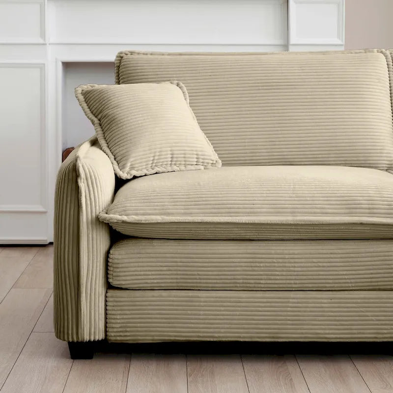 Canapé sectionnel modulable convertible 6 pièces en velours côtelé avec 3 ottomans amovibles et 5 coussins, combinaison libre