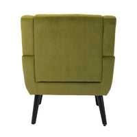 Fauteuil d'appoint capitonné en velours vert 29,53 avec pieds en bois massif noir