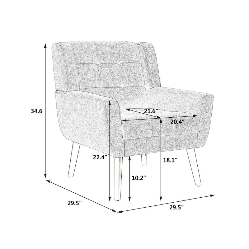 Fauteuil d'appoint capitonné en velours vert 29,53 avec pieds en bois massif noir
