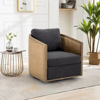 Fauteuil club pivotant à 360° en tissu noir carbone 30.12 avec cadre en bois dur robuste