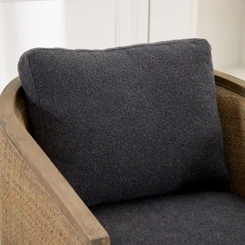 Fauteuil club pivotant à 360° en tissu noir carbone 30.12 avec cadre en bois dur robuste