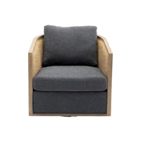 Fauteuil club pivotant à 360° en tissu noir carbone 30.12 avec cadre en bois dur robuste