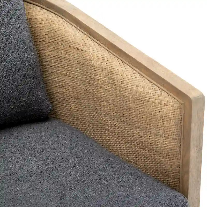 Fauteuil club pivotant à 360° en tissu noir carbone 30.12 avec cadre en bois dur robuste