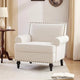 Fauteuil à accoudoirs moderne beige 31 pouces avec clous décoratifs