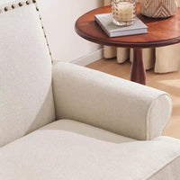 Fauteuil à accoudoirs moderne beige 31 pouces avec clous décoratifs