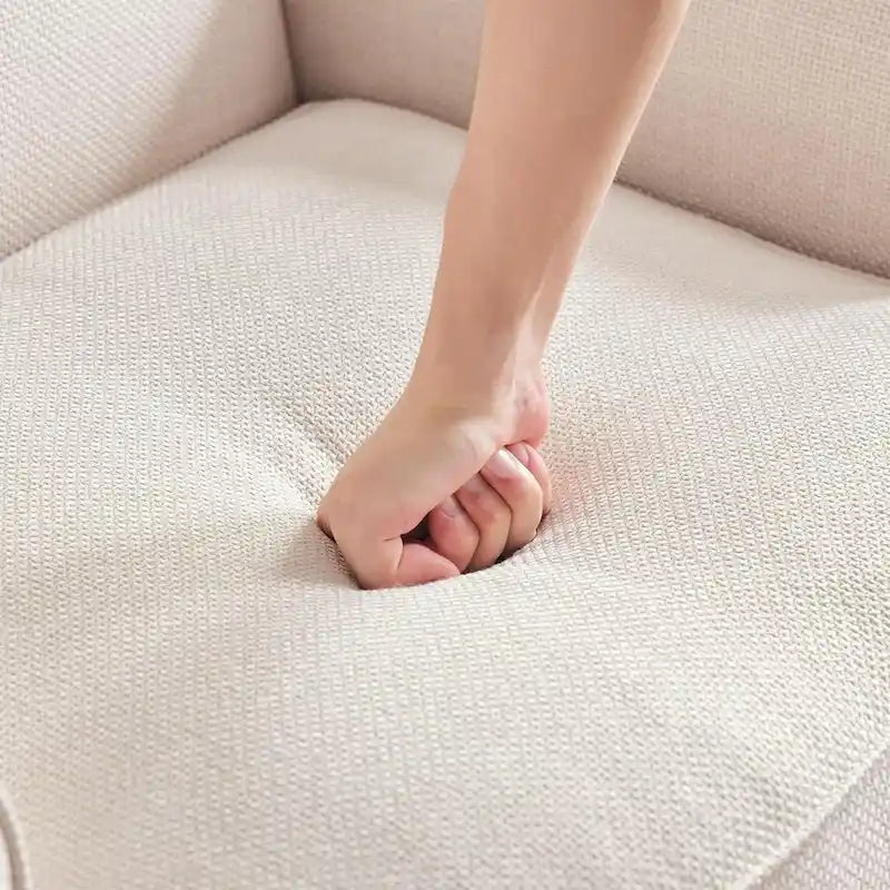 Fauteuil à accoudoirs moderne beige 31 pouces avec clous décoratifs