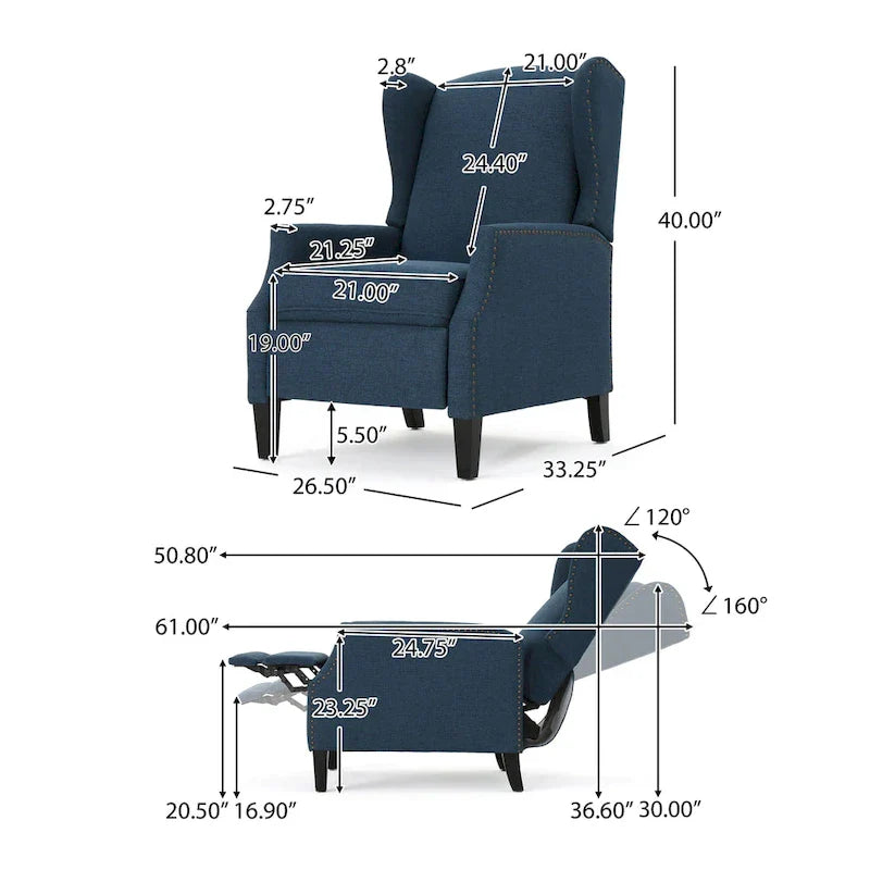 Fauteuil Inclinable Traditionnel, Chaise Élégante et Confortable